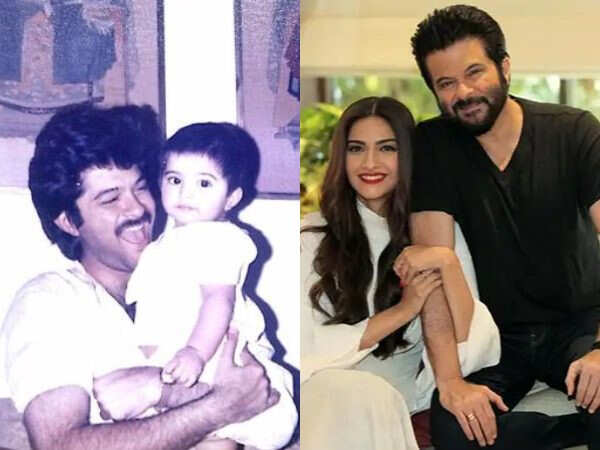 Anil Kapoor holds little Sonam Kapoor in his arms in this throwback photo