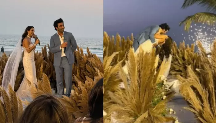 Aadar Jain’s Christian Wedding With Alekha Advani: Kisses The Bride Passionately In Setting Sun