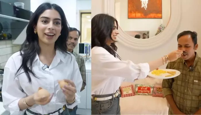 Khushi Kapoor Hand-Feeds Farah Khan’s Cook, Dilip, Eggs On The Director’s YouTube Cooking Show