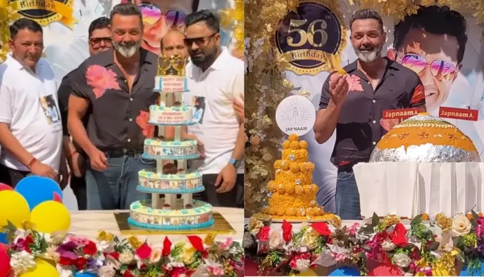 Bobby Deol Celebrates His 56th Birthday By Cutting A 12Kg ‘Desi Ghee Laddu’ Cake With Fans And Media