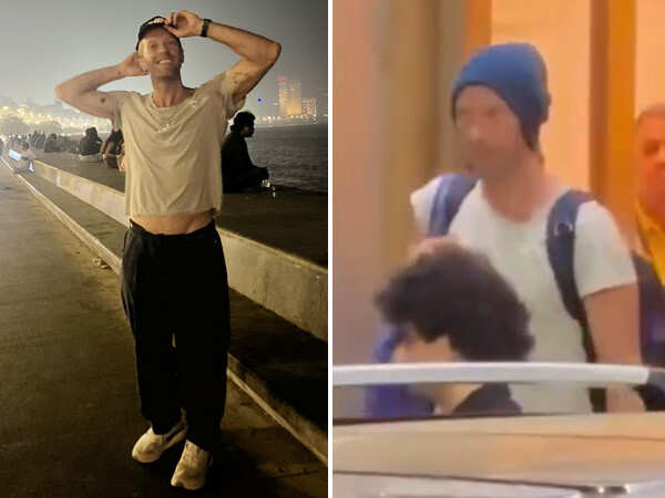 Chris Martin happily poses at Marine Drive ahead of Coldplays concert
