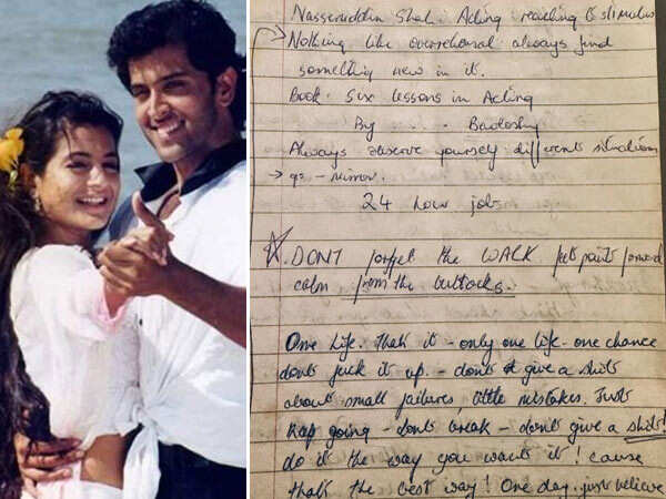 Hrithik Roshan shares handwritten notes from Kaho Naaâ¦ Pyaar Hai days