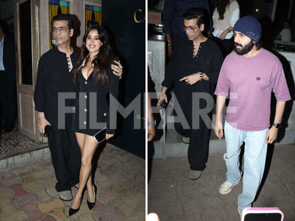 Pics: Karan Johar Janhvi Kapoor and Kartik Aaryan party together