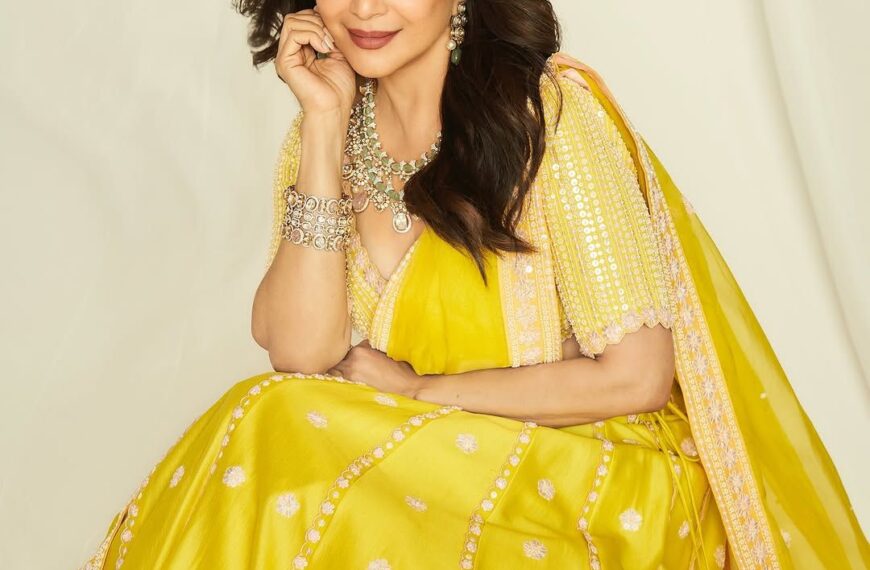 Madhuri Dixit served as inspiration for summer dressing in a sunshine yellow lehenga from Madzin