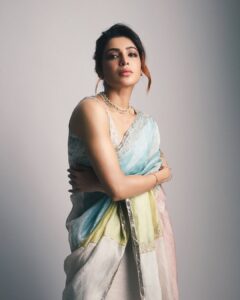 Samantha Ruth Prabhu’s pastel-coloured patchwork tissue sari was&hellip;