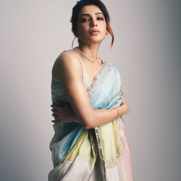 Samantha Ruth Prabhu’s pastel-coloured patchwork tissue sari was&hellip;