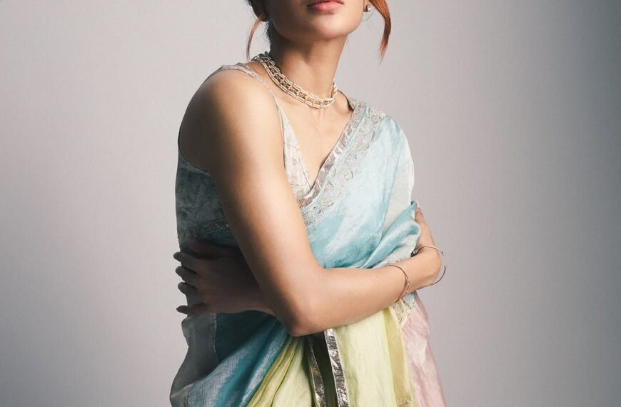 Samantha Ruth Prabhu’s pastel-coloured patchwork tissue sari was…