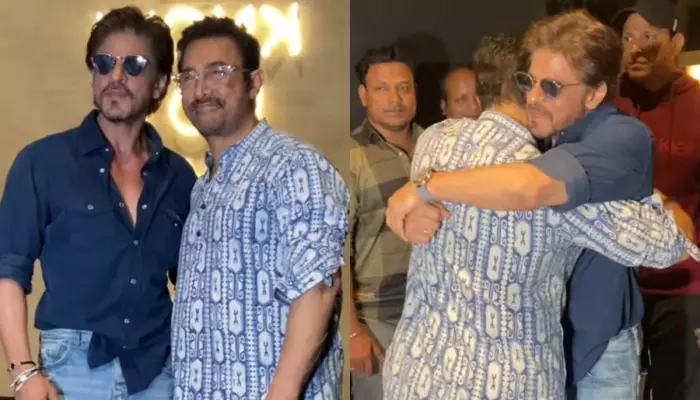 SRK Hugs And Kisses Aamir Khan As He Arrives At Junaid Khan’s Debut Film, ‘Loveyapa’s’ Screening