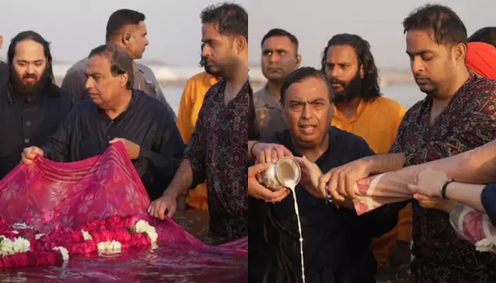 Mukesh Ambani Reaches Mahakumbh Prayagraj With His Family, Takes A Holy Dip At Triveni Sangam