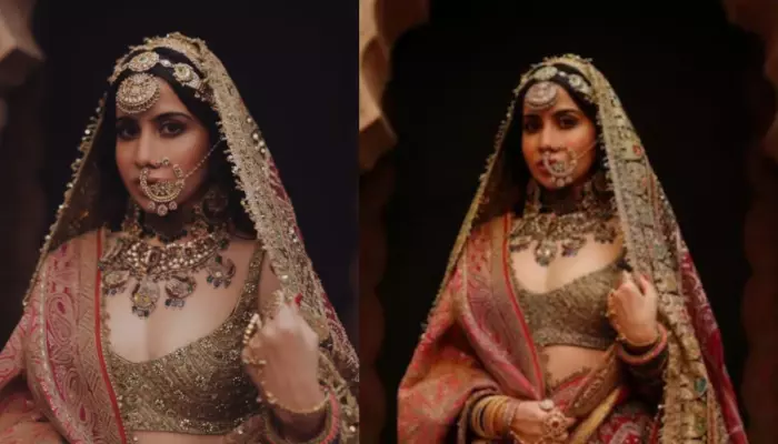 Uorfi Javed Becomes Bride In Pomegranate Pink Lehenga With Mughal Work, Fans Call, ‘Best Look..’