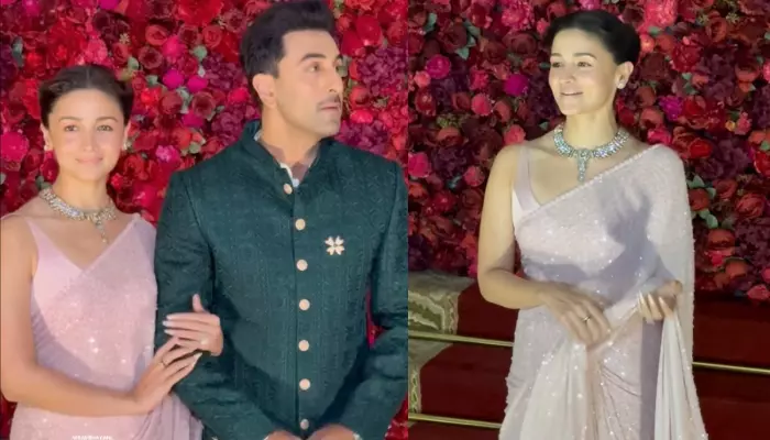 ‘Bhabhi’ Alia Bhatt Wore A Sequinned Baby Pink Saree For ‘Devar’, Aadar Jain-Alekha’s Wedding