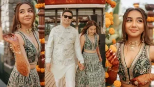 Women Artisans Hand-Embroidered Prajakta Koli’s Mehendi Dress, Jewels&hellip;