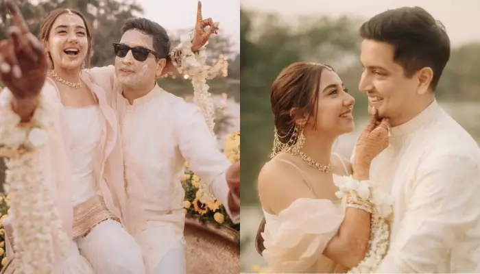 Prajakta Koli Looks Dreamy In Off-White ‘Sharara’ And Floral ‘Kaleere’ For Her ‘Haldi’ Ceremony