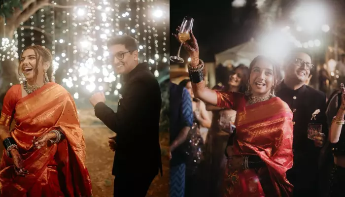 Prajakta Koli Channels Her Inner ‘Marathi Mulgi’ In Saree For ‘Sangeet Night’ With Vrishank Khanal