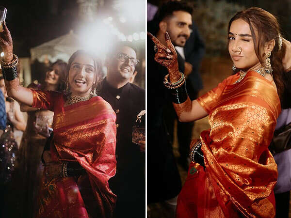 Pics: Prajakta Koli opts for a Maharashtrian look for her Sangeet 