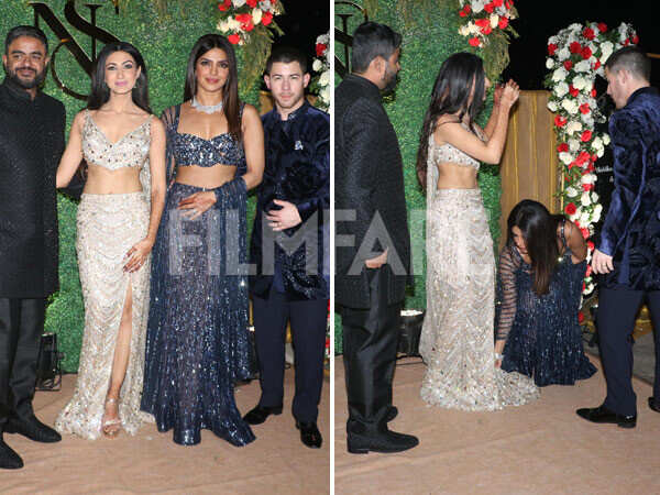 Priyanka Chopra cutely fixes her sister-in-law Neelams dress