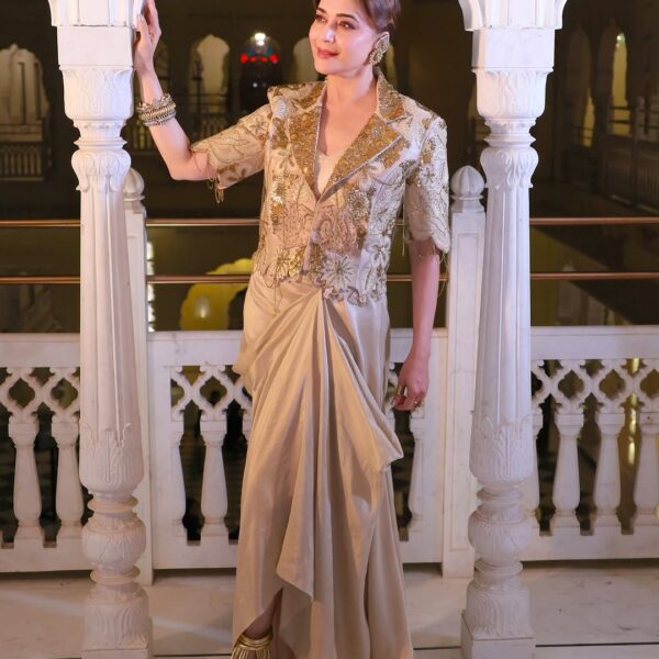 Madhuri Dixit Nene’s ivory Gazal Gupta drape skirt&hellip;