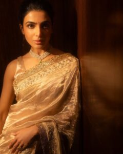 Samantha Ruth Prabhu’s metallic tissue sari by EKA&hellip;