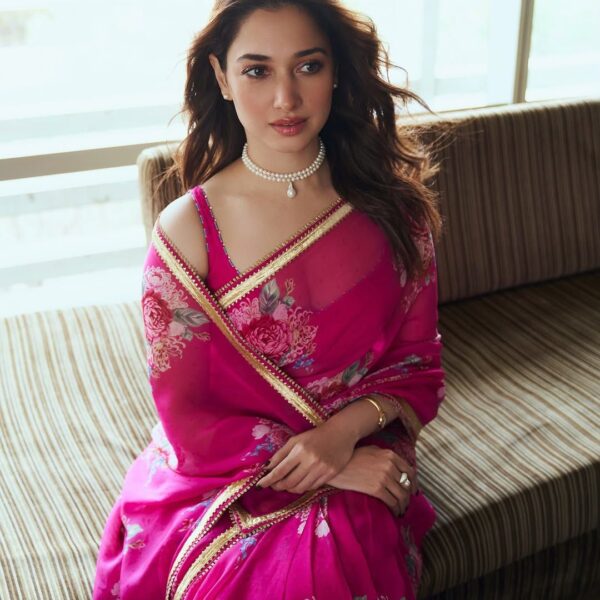 Tamannaah Bhatia’s rani pink sari by Torani was&hellip;