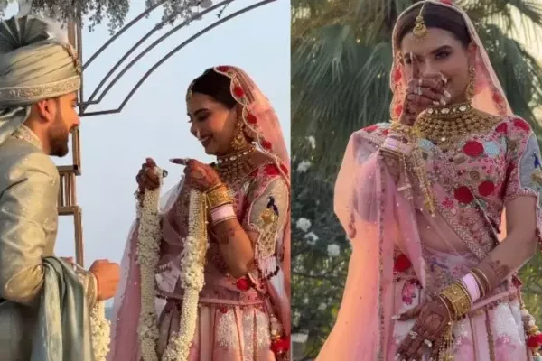 Bride Ditches Red Hue, Dazzles In Hand-Painted Lehenga&hellip;
