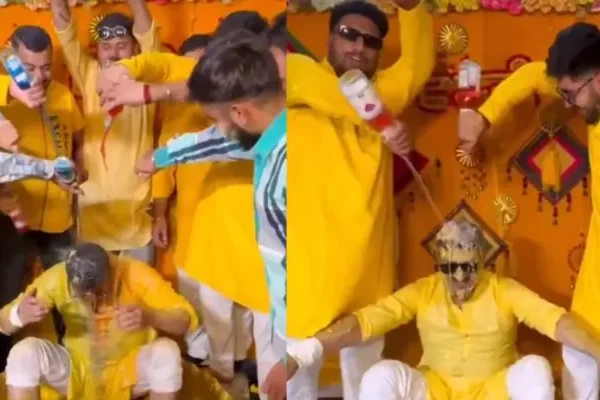 Groom Gets Drenched As Groomsmen Pour Drinks On&hellip;
