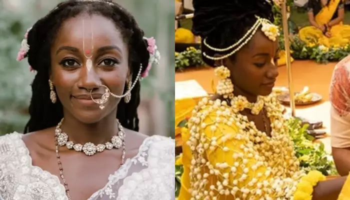 Black Woman Turns ‘Radha Rani’ In White Lehenga For ‘Kirtan’, Wore ‘Phoolon Ka Dupatta’ For ‘Haldi’