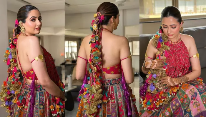 Perfect BOHO Vibes: Mehendi Bride’s Look Gets Elevated With The Opulence Of Paranda And Hair Strings