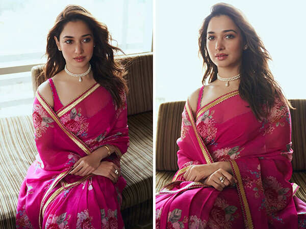 Pictures: Tamannaah Bhatia looks ethereal in a pink floral saree