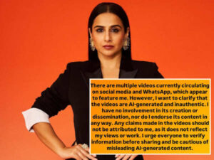 Vidya Balan Slams Misleading AI-Generated Videos Featuring Her