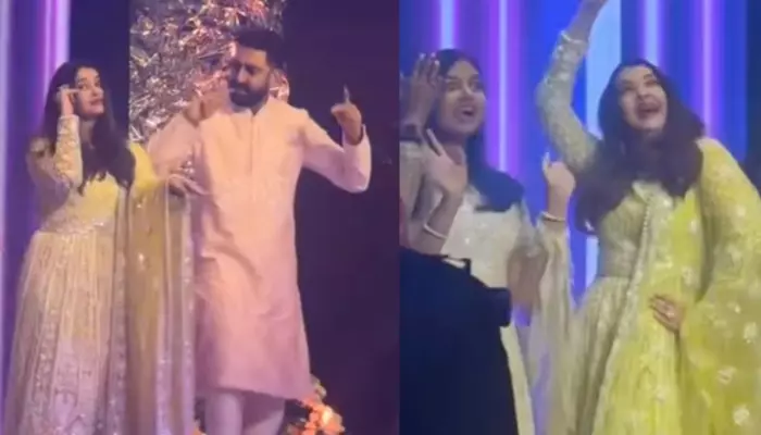 Aishwarya Rai Gives Cues To Abhishek Bachchan As They Dance On ‘Kajra Re’ With Aaradhya At Wedding