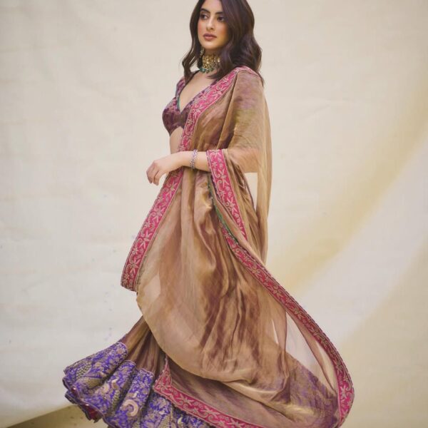 Navya Nanda’s gold tissue lehenga is paired with&hellip;
