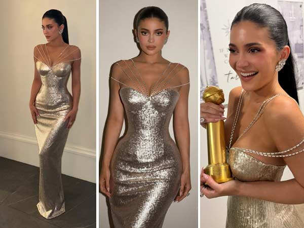 Kylie Jenner poses with partner TimothÃ©e Chalametâs Golden&hellip;