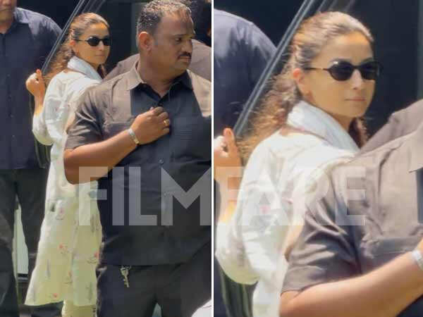 PHOTOS: Alia Bhatt Looks Ethereal in a White Traditional Ensemble in Juhu