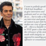 Karan Johar Warns Fans of click Bait Headlines Asks Media to Refrain From Twisting His Statements