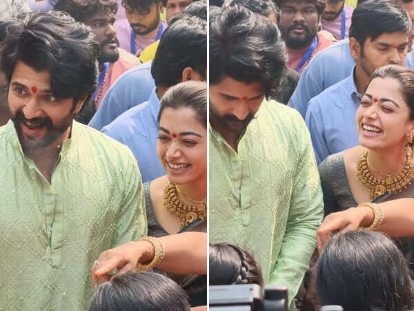 See Pics: Rashmika Mandanna Vijay Deverakonda Perform Puja in Hometown