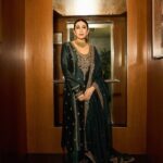 Karisma Kapoor’s bottle green kurta set draws on antique gold dori work