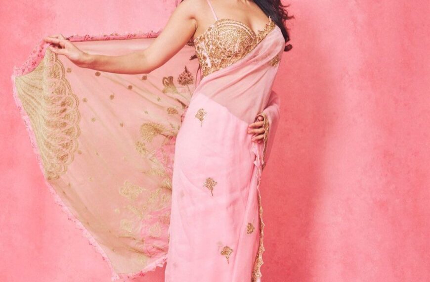 Kiara Advani’s House of Masaba sari centres patchwork, buta work and gold embroidery