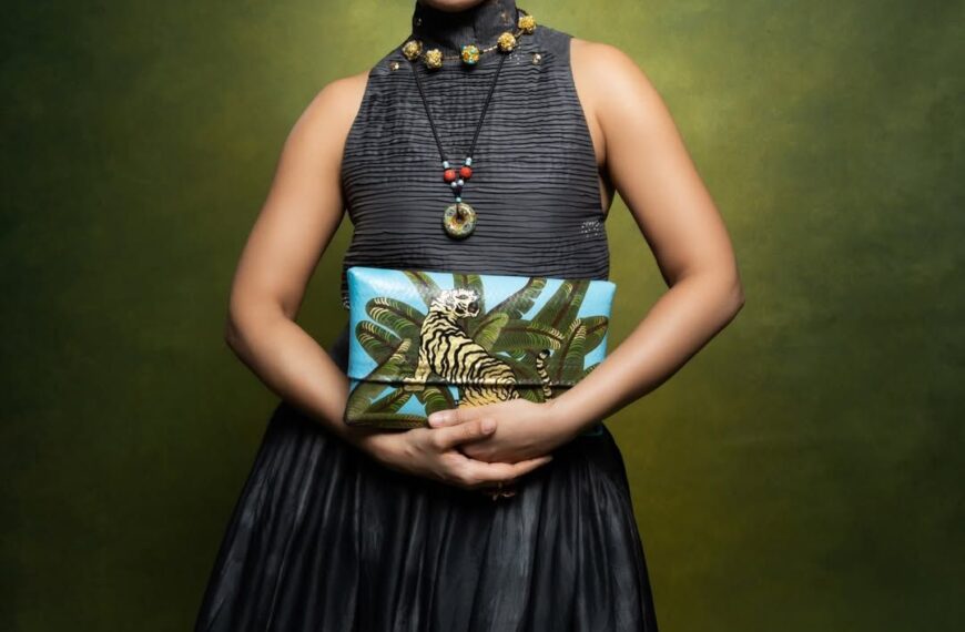 Bhumi Pednekkar offsets a darker palette with a painted tiger bag and ornate jewellery