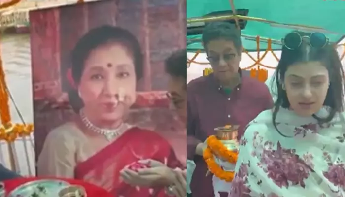 Asha Bhosle’s Son, Anand Performs Her Asthi Visarjan In Varanasi, Granddaughter, Zanai Breaks Down