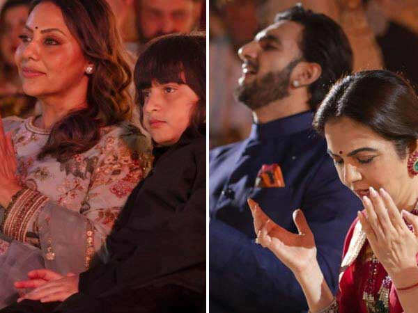 Ranveer Singh Gauri Khan and AbRam Soak In Bhajans Janhvi Kapoor Brings Garba Energy At Anant Ambani