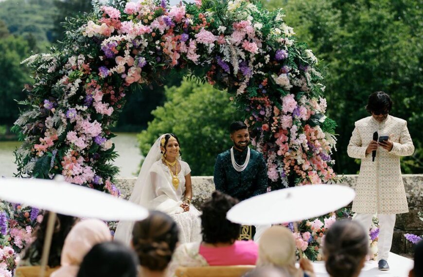 Inside a castle wedding in England where an autorickshaw baraat led to a lakefront nikah