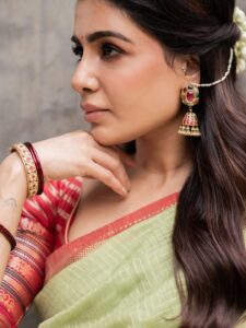 Samantha Ruth Prabhu’s silk sari featuring zari checks&hellip;