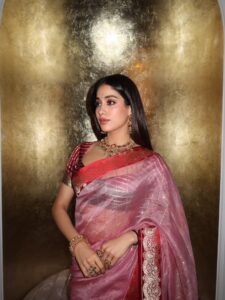 Janhvi Kapoor’s pink Banarasi silk organza sari was&hellip;