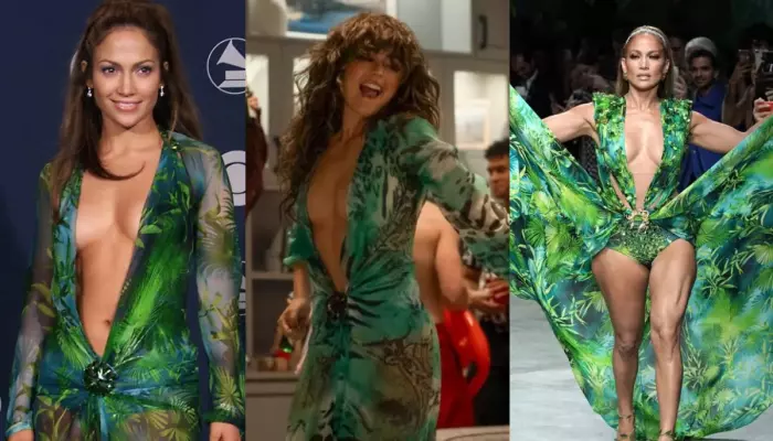 Off Campus’ Homage To Jennifer Lopez’s Green Versace Gown, The Iconic Dress Invented Google Images