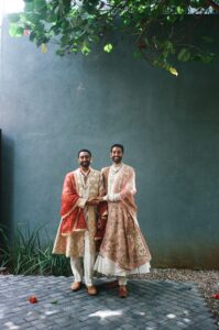 The grooms wore reworked heirloom saris and antique&hellip;