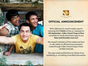 3 Idiots Is Not Returning To Theatres Makers&hellip;