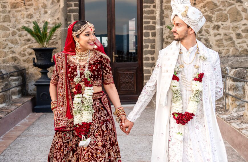 This 50-person intimate wedding brought Gujarati and Romanian traditions together at an Italian castle