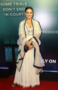 Dia Mirza’s ivory anarkali highlights geometric appliqués and&hellip;