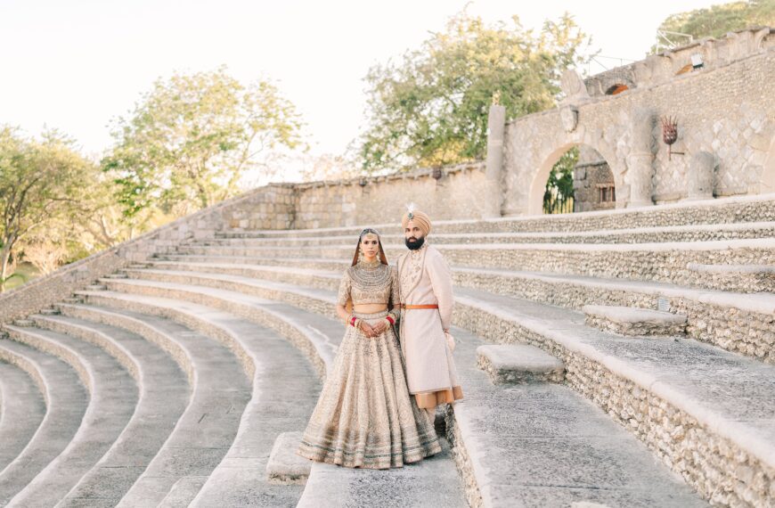 This wedding in the Dominican Republic had a nine-foot floral peacock and a Punjabi bazaar