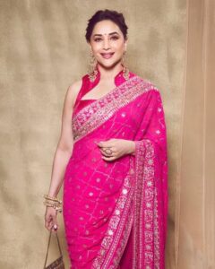 Madhuri Dixit Nene’s sari border features badla-embroidered, sequin-embellished&hellip;